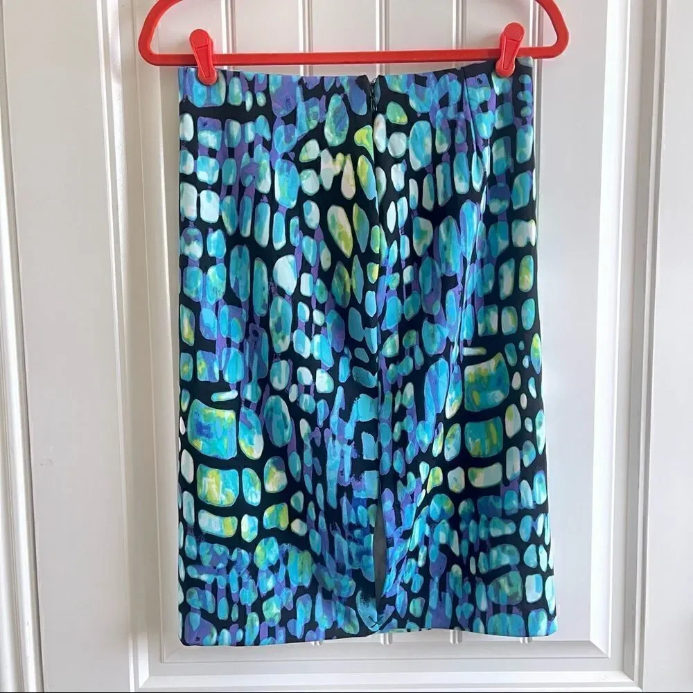 Worthington Blue Black Green Snake Print Pencil Skirt; SZ S ; BNWT
